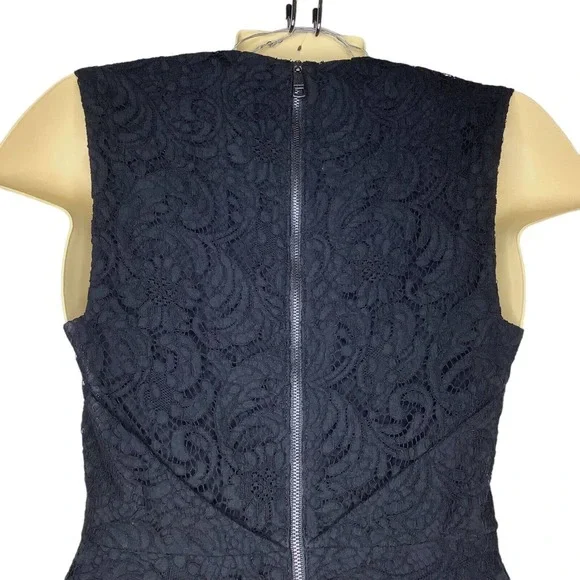 Burberry London Dress Womens 4 Black Lace Floral Fit Flare Sleeveless Pockets S - Picture 6 of 10